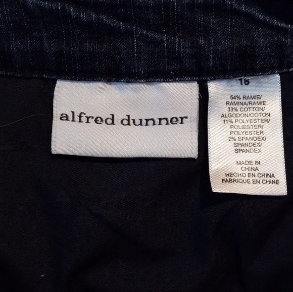 Alfred Dunner Blue Jean Jacket with 3/4 sleeve size 16 embroidered butterflies - Picture 7 of 11